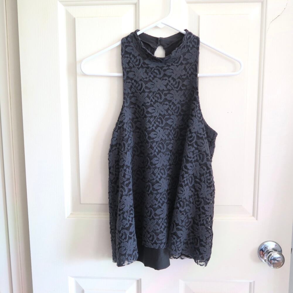 Hollister Soft Lace Halter Tank Dark Navy Size Small